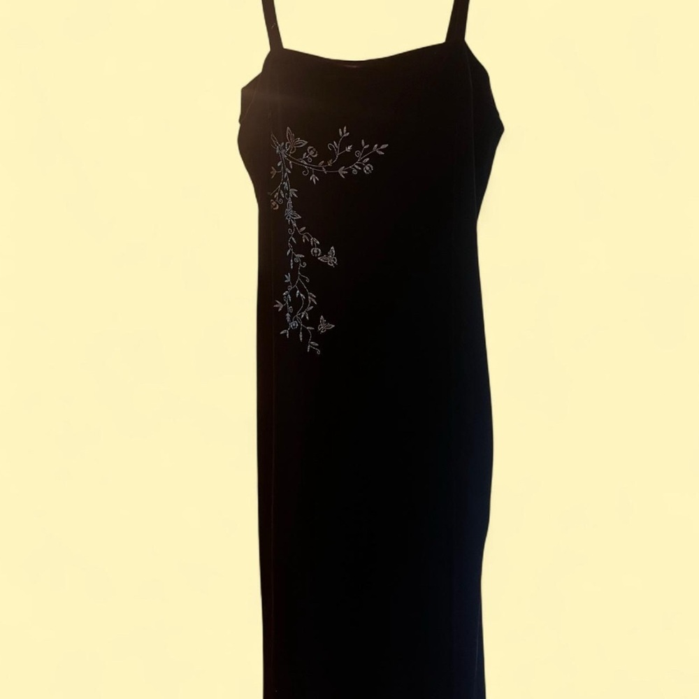 Black Dress with Floral Embroidery